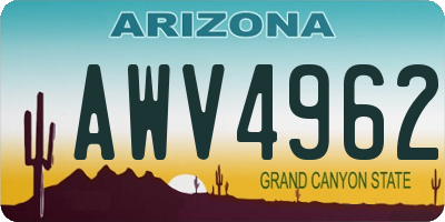 AZ license plate AWV4962