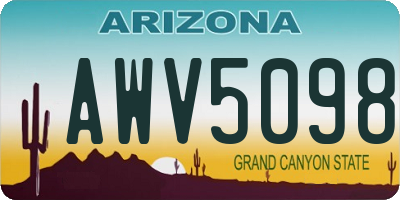 AZ license plate AWV5098