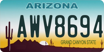 AZ license plate AWV8694