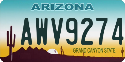AZ license plate AWV9274
