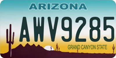 AZ license plate AWV9285