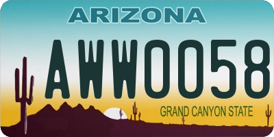AZ license plate AWW0058