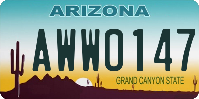 AZ license plate AWW0147