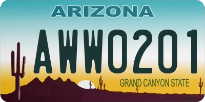 AZ license plate AWW0201