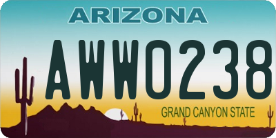AZ license plate AWW0238