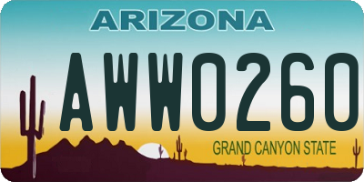 AZ license plate AWW0260