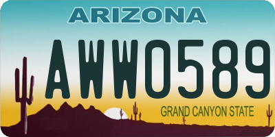 AZ license plate AWW0589