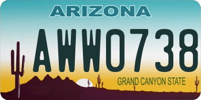AZ license plate AWW0738