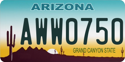 AZ license plate AWW0750