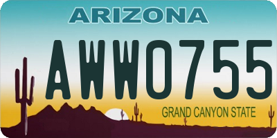 AZ license plate AWW0755