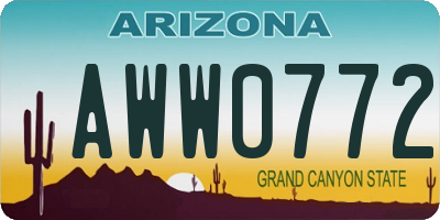 AZ license plate AWW0772