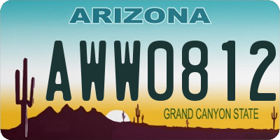 AZ license plate AWW0812
