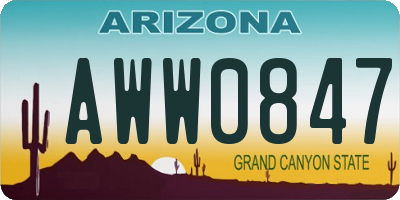 AZ license plate AWW0847