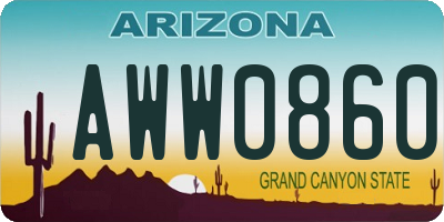 AZ license plate AWW0860