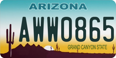 AZ license plate AWW0865