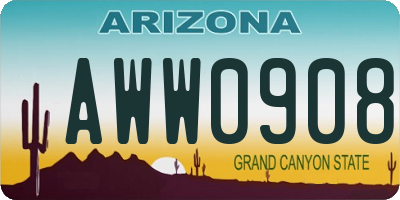 AZ license plate AWW0908