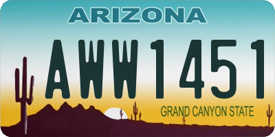 AZ license plate AWW1451