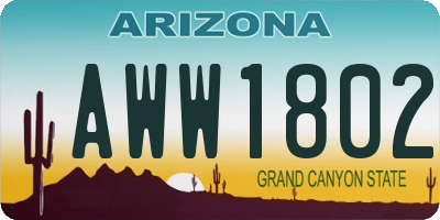 AZ license plate AWW1802