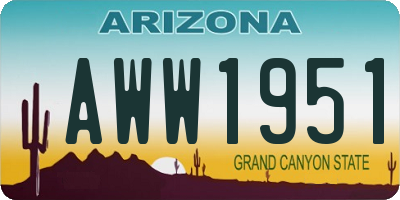 AZ license plate AWW1951