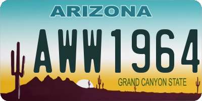 AZ license plate AWW1964