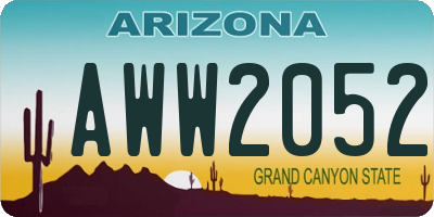 AZ license plate AWW2052