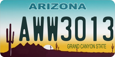 AZ license plate AWW3013