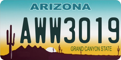 AZ license plate AWW3019