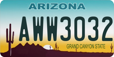 AZ license plate AWW3032