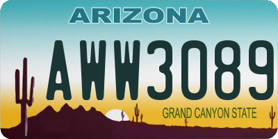 AZ license plate AWW3089