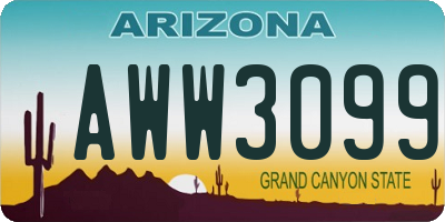 AZ license plate AWW3099