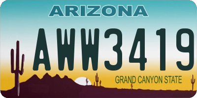 AZ license plate AWW3419