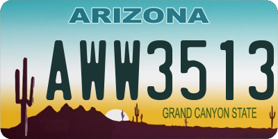 AZ license plate AWW3513