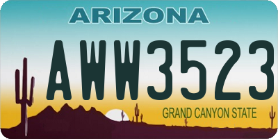 AZ license plate AWW3523