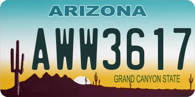 AZ license plate AWW3617