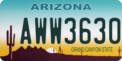 AZ license plate AWW3630