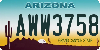 AZ license plate AWW3758