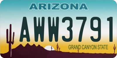 AZ license plate AWW3791
