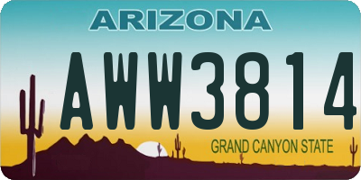 AZ license plate AWW3814