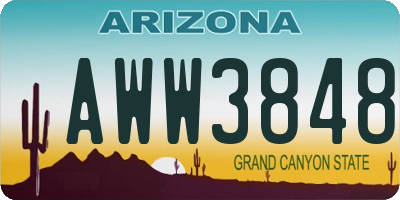 AZ license plate AWW3848