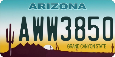 AZ license plate AWW3850