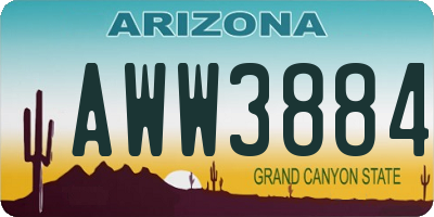 AZ license plate AWW3884