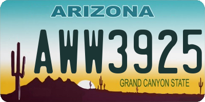 AZ license plate AWW3925