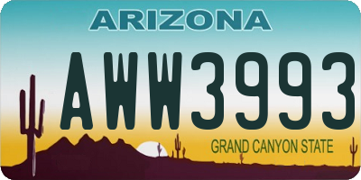 AZ license plate AWW3993