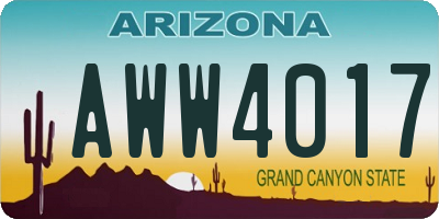 AZ license plate AWW4017