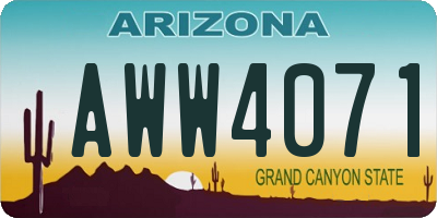 AZ license plate AWW4071