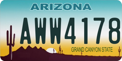 AZ license plate AWW4178