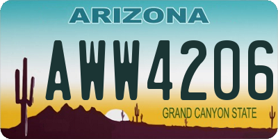AZ license plate AWW4206