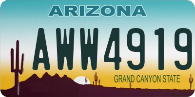 AZ license plate AWW4919