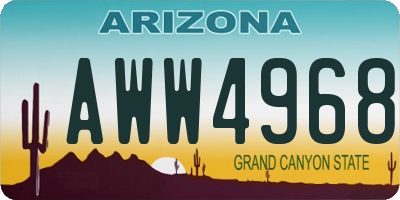 AZ license plate AWW4968