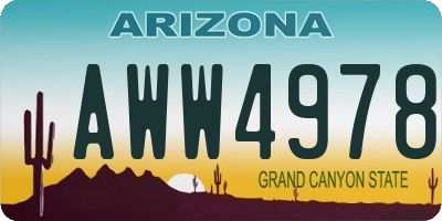 AZ license plate AWW4978